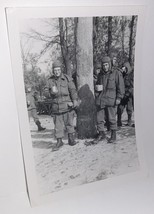 Vtg 3x5&quot; B&amp;W Photo Photograph Soldiers/Loggers in the Forest Snow w/Coff... - £7.85 GBP