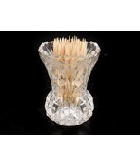 Vintage Cut Glass Toothpick Holder, Fans &amp; Vesica Cuts, Sawtooth Rim, #T... - £11.52 GBP