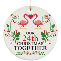 Funny Couple Flamingo Ornament Christmas Gift 24th Wedding 24 Years Anniversary - £12.45 GBP