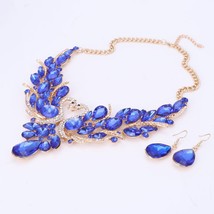 Crystal Bridal Jewelry Sets Gold Color Swan Pendant Necklace Women Gift Party We - £27.17 GBP