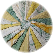 Vintage Chenille Bedspread Quilt Fabric Square Block Kit 21 6 in Yellow and Mint - £23.66 GBP