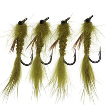 4Pcs Dragon Fly Nymph Streamer Lure Olive Size #10 Trout Fly Fishing Tac... - $11.29