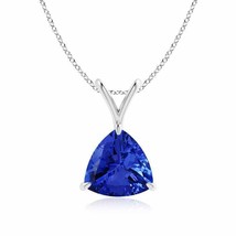 ANGARA 1.8 Ct Claw-Set Trillion Tanzanite V-Bale Pendant Necklace in 14K Gold - $1,421.10