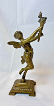 Art Nouveau Brass Winged Lady Goddess Holding Torch Hotel Bell Holder St... - £94.70 GBP