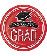 Classic Red Black 18 7&quot; Dessert Plates Value Size Graduation School Spirit - £4.54 GBP