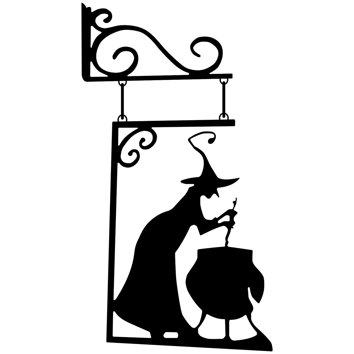 Halloween Metal Sign Witch Shape Iron Witch Boiler Silhouette Wall Mural Spooky - £20.45 GBP