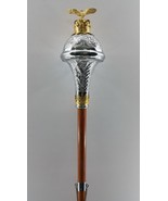 Drum Major Mace Embossed Head Gold Chrome With Eagle Top - £133.68 GBP