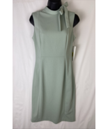 NWT Calvin Klein Sz 4 Women&#39;s Green Sleeveless Mock Neck Tie Solid Sheat... - $61.74