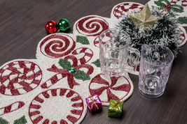 Alpha Living Home Christmas Table Runners 36 Inches, Candy Beaded Table ... - £37.20 GBP