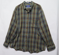 VTG Sir Pendleton Mens Sz 2XL XXL 100% Wool Green Tan Brown Plaid Shirt ... - $47.45