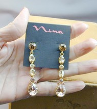 Nina Jeweled Pierced Dangle Earrings J Jardins Blush Crystals NEW-
show ... - $29.99