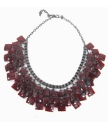 Vintage Joan Rivers Red Cha Cha Square Bead Layered Bib Necklace Japanne... - £29.58 GBP