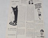 My Sin Perfume from Lanvin Paris Black and White Print Ad Black Cat 1963 - $7.98