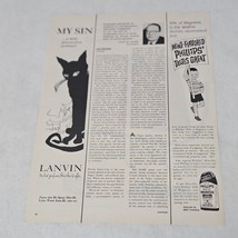 My Sin Perfume from Lanvin Paris Black and White Print Ad Black Cat 1963 - £6.27 GBP