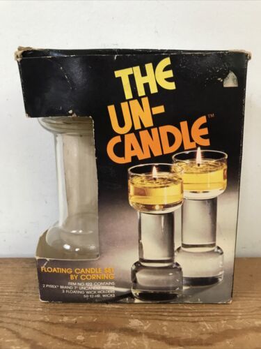 Vintage 70s Corning Pyrex UnCandle Corning Floating Candle Set Pair in Box - $39.99