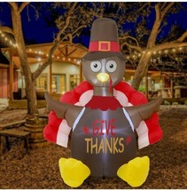 ATDAWN 6 Foot Thanksgiving Inflatable Turkey, Perfect Thanksgiving Autumn LED - £55.38 GBP