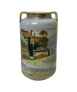 Antique 7&quot; Nippon Hand Painted Flower Vase Moriage Scenic Trees Barn Cou... - $153.94 CAD