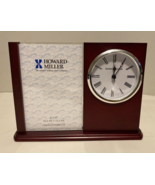 DESK CLOCK Howard Miller CLASSY WOODEN WITH Attached 4X6 Photo Frame-Per... - £10.99 GBP