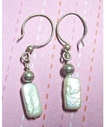 Baroque Pearl Drop Earrings Silvertone Wires #1 - £7.68 GBP