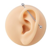 1pc Crystal Industrial Barbell Cartilage Earring Piercing Stainless Steel Long E - £11.15 GBP