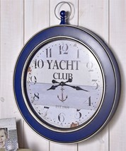 Blue Border Wall Clock Rustic 34" High Nautical Yacht Club Sentiment Metal image 2