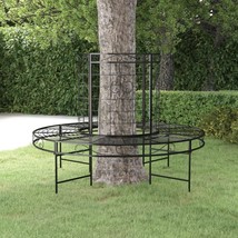Round Tree Bench Ø137 cm Black Steel - £110.76 GBP