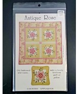 Antique Rose Heirloom Quilt Pattern Country Appliques 35.5&quot;x35.5&quot; Pillow... - £10.67 GBP