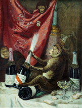 11x14&quot; CANVAS Decor.Room art print.Travel shop.Monkey drinking.Painting.... - £23.23 GBP