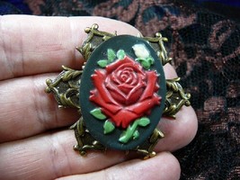 (cm162-1) Flowers Rose Roses Cameo Pin Pendant Jewelry Necklace - £24.65 GBP