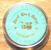 (1) Hard Rock Casino ROULETTE Chip - Green - Drum Set - LAS VEGAS, Nevada - £7.15 GBP