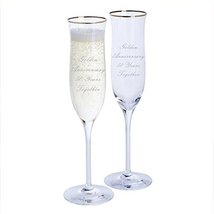 Dartington Golden Anniversary Pair of Celebration Champagne Flutes Glasses with  - £71.69 GBP