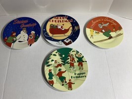 Boston Warehouse Remember When Set of 4 Christmas Dessert Snack Plates - $22.30