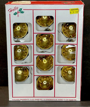10 Count Vintage Glass Gold Christmas Tree Ornaments Holly - £7.99 GBP