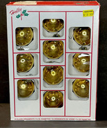 10 Count Vintage Glass Gold Christmas Tree Ornaments Holly - £7.62 GBP