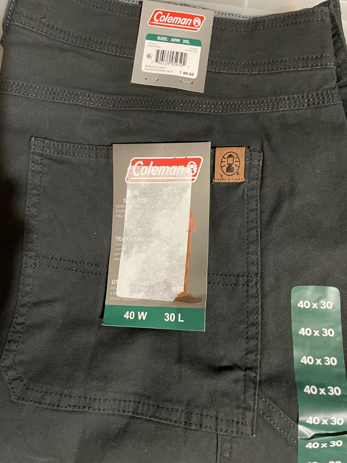 Coleman Men&#39;s Tear Resistant Stretch Utility Pant 40x30 - $23.76