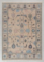 Oushak Hand Knotted Turkish Design Rug living room Beige Checkered Rug C... - $330.00+