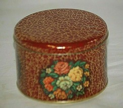 Daher England Tin Box Red Metal Can Roses Floral Storage Container Yellow Green - £11.62 GBP