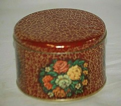 Daher England Tin Box Red Metal Can Roses Floral Storage Container Yello... - £11.89 GBP