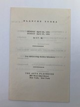 1951 Program The Anta Playhouse Blanche Yurka &#39;Elizabeth The Queen&#39; - £14.92 GBP