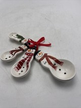 Pier One Measuring Spoon Set Snowman Christmas Holiday Baking 4-Piece Ceramic - £17.53 GBP