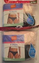 Hanes Women&#39;s 100% Cotton Bikinis 2 Pack Lot of 2 - Total of 4 Size 8 - $16.82
