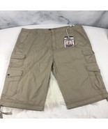 Plugg Cargo Shorts Men&#39;s Beige Messenger Below The Knee Stretch Size 46 - $438.12 MXN