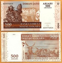 MADAGASCAR 2004 UNC 500 Ariary 2500 Francs Banknote Paper Money Bill P-88 - $1.75