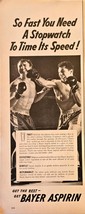 Bayer Aspirin Boxing Stopwatch To time its speed-1954 Vintage Print Ad - $137.26 MXN