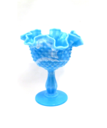 VTG Fenton Blue White Slag Hobnail Art Glass Compote Candy Dish Pedestal... - £30.86 GBP