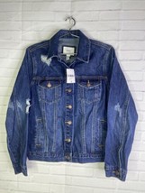 Forever 21 Distressed Ripped Blue Denim Jean Jacket Cotton Womens Size Small - £19.50 GBP