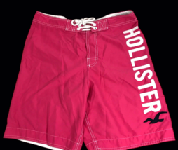 Hollister Swim Shorts Trunks Boardshorts M Bright Pink Logo Spellout Beach skate - £9.51 GBP