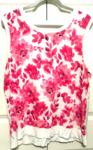 Calvin Klein Womens Sleeveless L Pink Floral Elasticized Waist Shirt Top... - $14.85