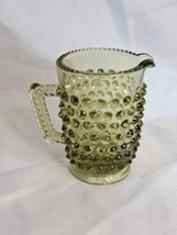 Fenton Green Glass Mini Hobnail Pitcher/Toothpick Holder /Creamer w/Handle 3&quot; - £14.64 GBP