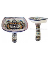 Mexican Talavera Pedestal Sink Handcrafted Ceramic - LM10 - - $1,261.64 CAD